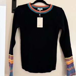Fate Black Sweater with Vibrant Trim